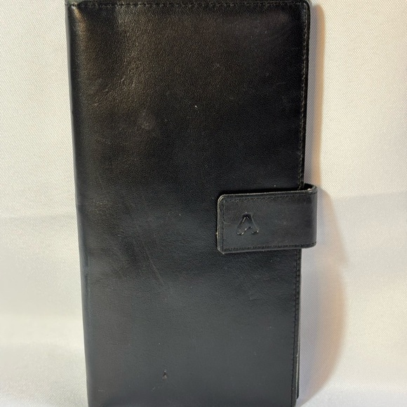 ADAMIS Black Leather Travel Wallet Snap Closure UNISEX - Picture 10 of 10